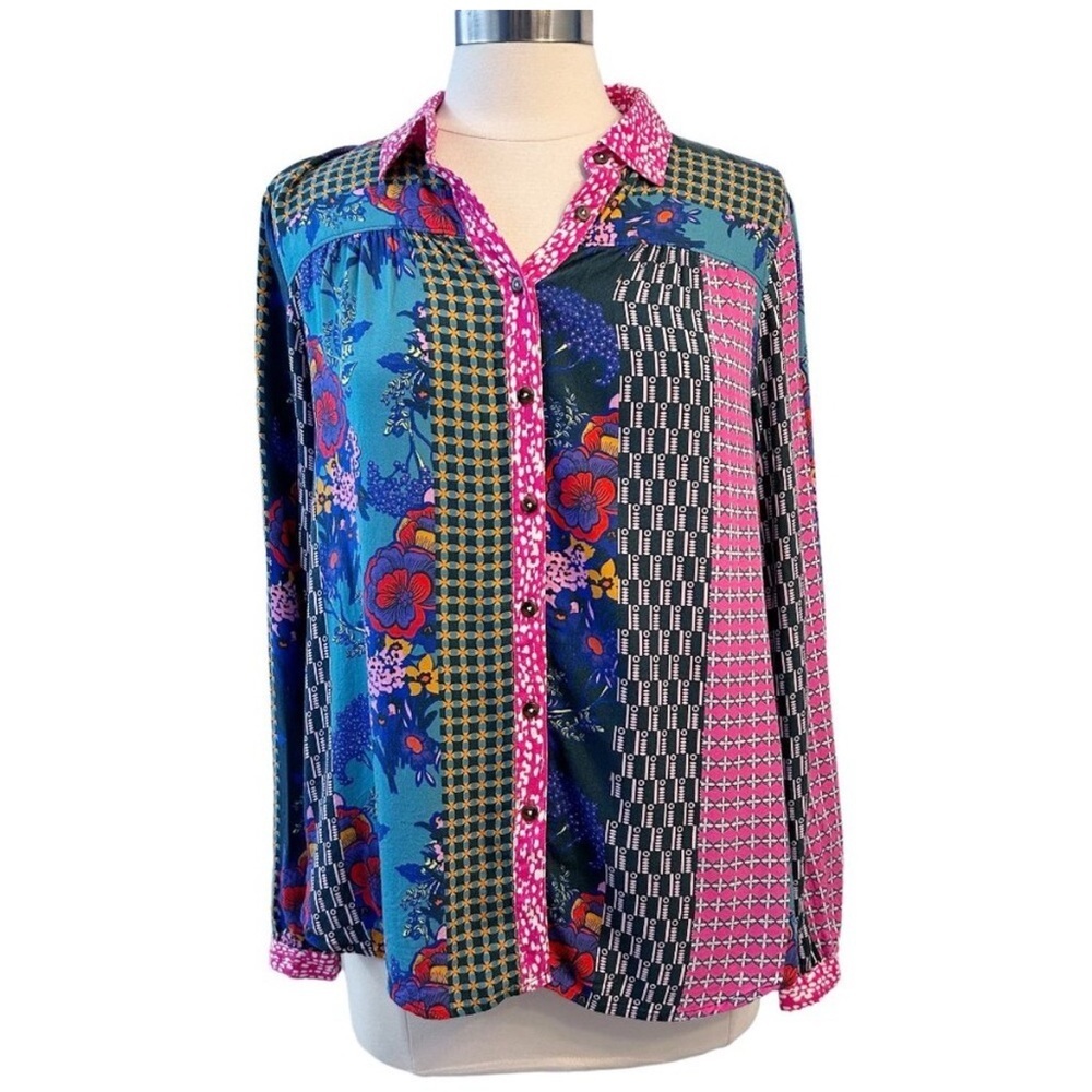 Maeve Anthropologie Paz Blouse Multicolor Pattern XS